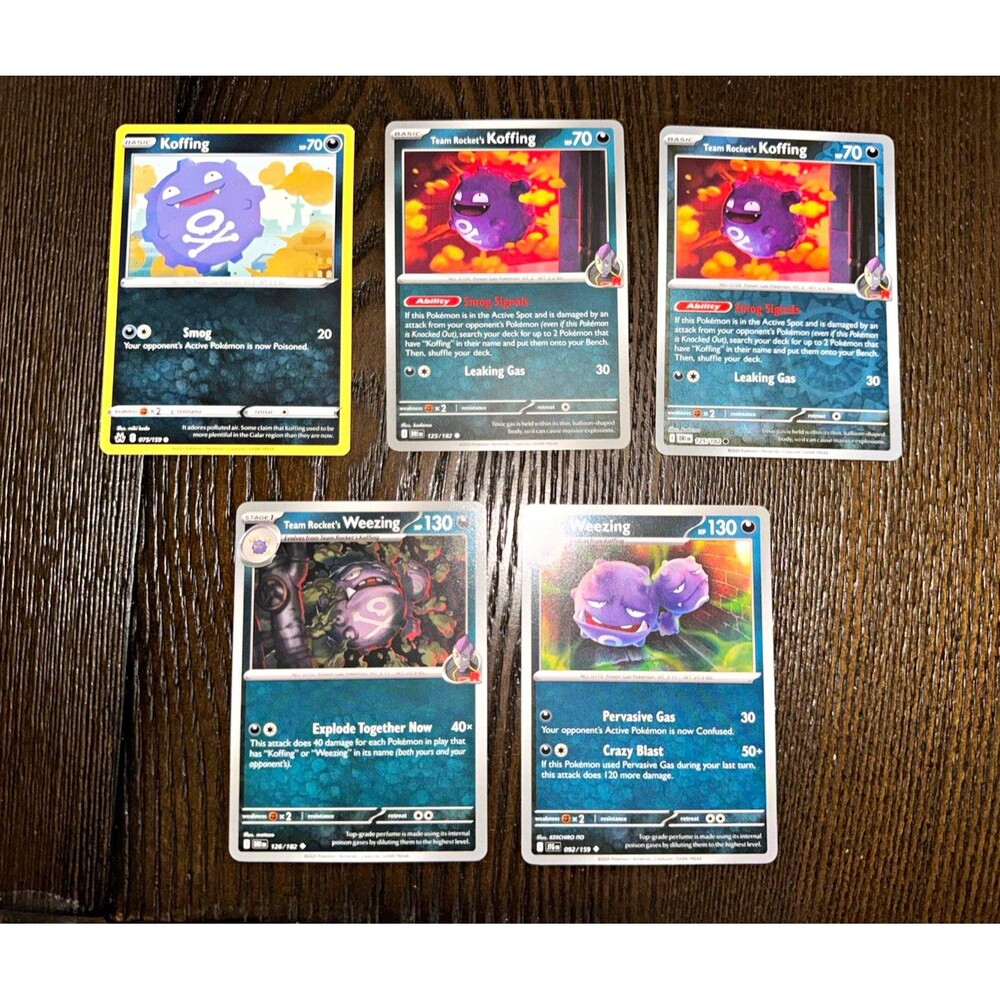 Pokemon Koffing Weezing 5 Card Lot Team Rocket Destined Rivals Reverse Holo